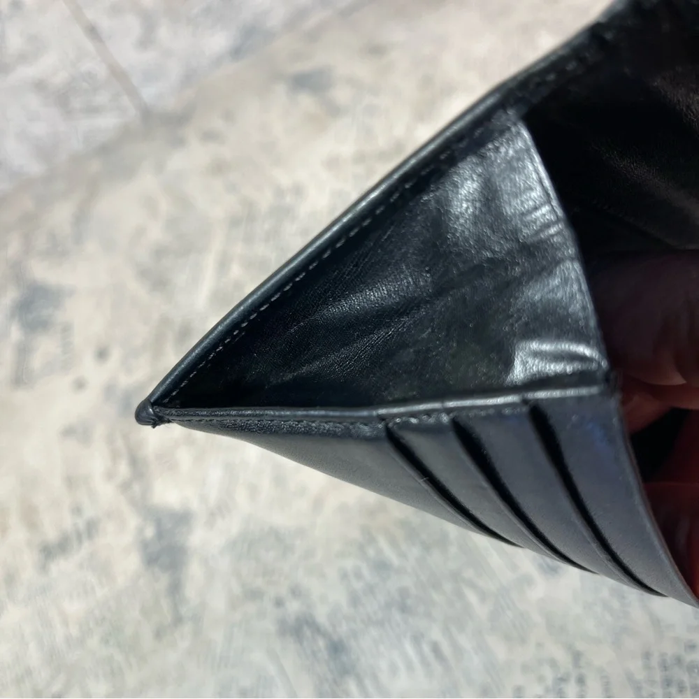 Monsac trifold croc embossed leather wallet
